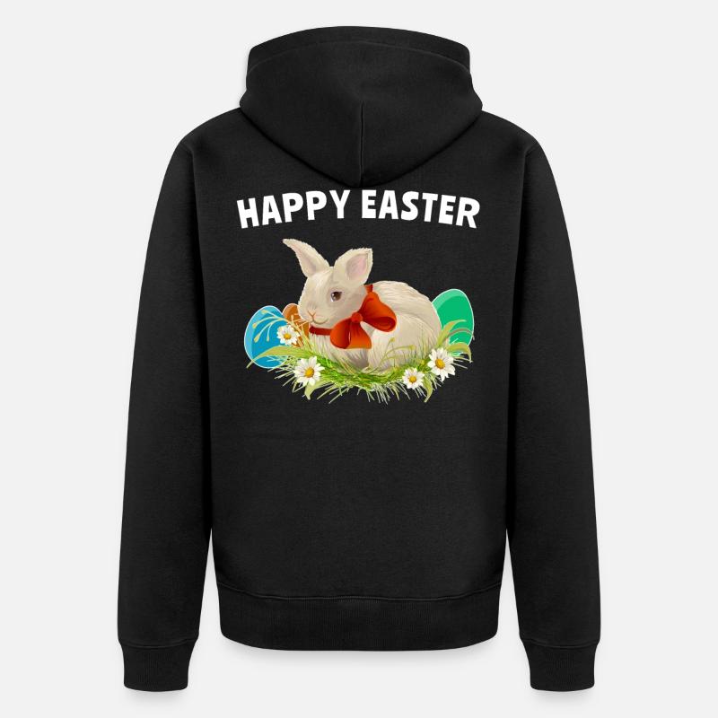 Easter Easter Happy Easter - Unisex Premium Organic Zip Hoodie - black