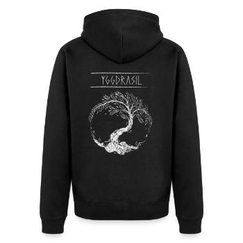Yggdrasil Tree of Life Viking Walhalla Odin - Unisex Premium Organic Zip Hoodie - black - Back - Nico (187cm)