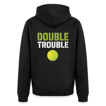 Double Trouble Tennis Team Match - Unisex Premium Organic Zip Hoodie - black - Back - Nico (187cm)