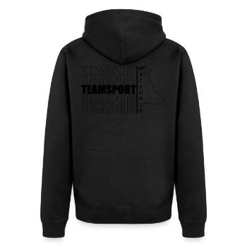 TEAMSPORT Malinois black - Unisex Premium Bio Zip Hoodie - Schwarz - Hinten - Nico (187cm)