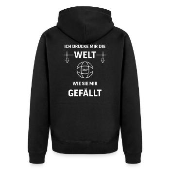 3D Druck Printing CAD PLA Filament 3d drucken - Unisex Premium Bio Zip Hoodie - Schwarz - Hinten - Nico (187cm)