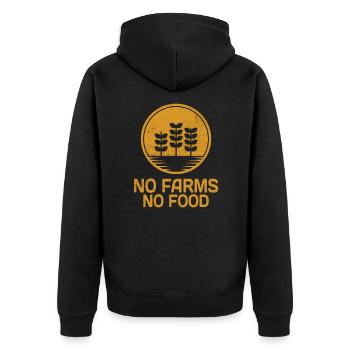 No Farms No Food Farmers Local Food Support - Unisex Premium Organic Zip Hoodie - black - Back - Nico (187cm)