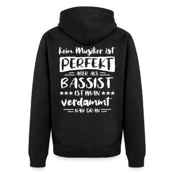 Bassist Sprüche Bassgitarre Geschenk Bassisten - Unisex Premium Bio Zip Hoodie - Schwarz - Hinten - Nico (187cm)