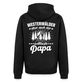 Westerwälder Papa Westerwald Vater - Unisex Premium Bio Zip Hoodie - Schwarz - Hinten - Nico (187cm)