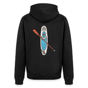 SUP Stand Up Paddle Board Standup Paddeling - Unisex Premium Bio Zip Hoodie - Schwarz - Hinten - Nico (187cm)