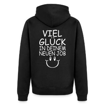 Jobwechsel Abschiedsgeschenk für Kollegen Geschenk - Unisex Premium Bio Zip Hoodie - Schwarz - Hinten - Nico (187cm)