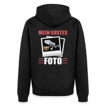 Döner Fan Fotograf ERSTES FOTO Spermium Sperma - Unisex Premium Bio Zip Hoodie - Schwarz - Hinten - Nico (187cm)