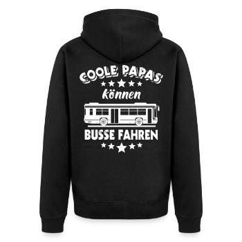 Busfahrer Papas Spruch Papa Fährt Bus - Unisex Premium Bio Zip Hoodie - Schwarz - Hinten - Nico (187cm)