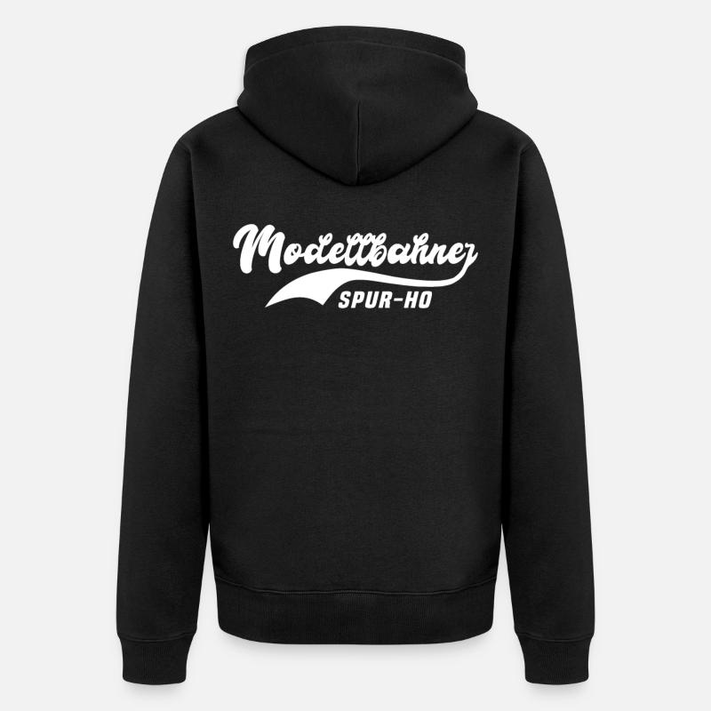 Modelleisenbahn Modellbahner Spur H0 - Unisex Premium Bio Zip Hoodie - Schwarz