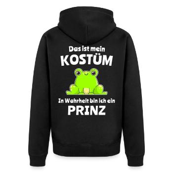 Frosch Frösche Froschkostüm Sprüche Froschprinz - Unisex Premium Bio Zip Hoodie - Schwarz - Hinten - Nico (187cm)