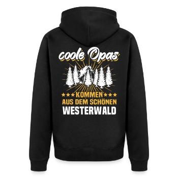 Westerwälder Opa Westerwald Spruch - Unisex Premium Bio Zip Hoodie - Schwarz - Hinten - Nico (187cm)