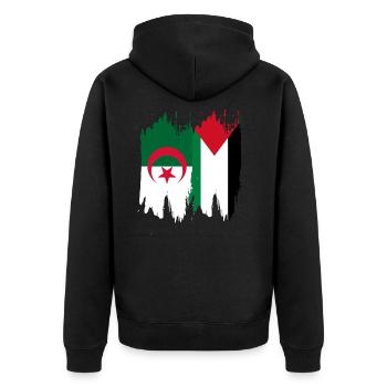 Algerien & Palästina - Unisex Premium Bio Zip Hoodie - Schwarz - Hinten - Nico (187cm)