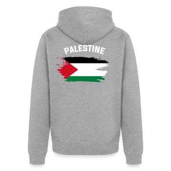 Palestine - Veste à capuche bio Premium Unisexe - gris chiné - Dos - Nico (187cm)