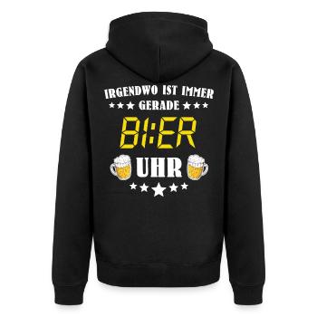Bier Uhr Biershirt Saufshirt Biertrinker - Unisex Premium Bio Zip Hoodie - Schwarz - Hinten - Nico (187cm)