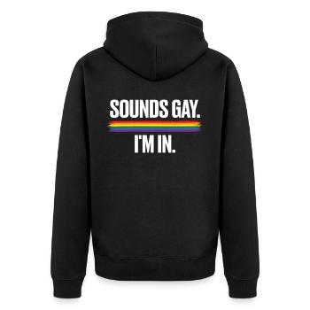 Schwul Gay Queer Homosexuell Bisexuell LGBTQ - Unisex Premium Bio Zip Hoodie - Schwarz - Hinten - Nico (187cm)