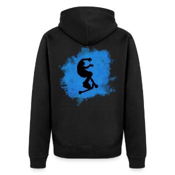 Freestyle-Roller - Unisex Premium Bio Zip Hoodie - Schwarz - Hinten - Nico (187cm)