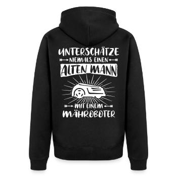 Mähroboter Rasenroboter Rasenmäher - Unisex Premium Bio Zip Hoodie - Schwarz - Hinten - Nico (187cm)