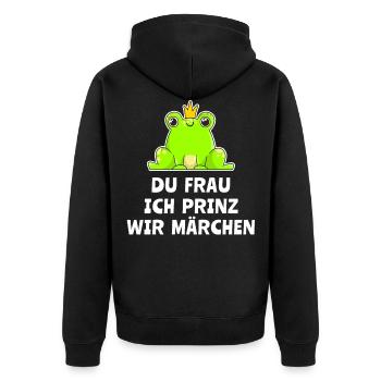 Frosch Prinz Märchen Froschkönig - Unisex Premium Bio Zip Hoodie - Schwarz - Hinten - Nico (187cm)