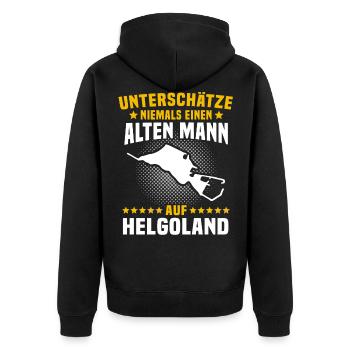 Helgoland Mann Helgoländer Insel - Unisex Premium Bio Zip Hoodie - Schwarz - Hinten - Nico (187cm)