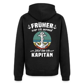 Kapitän Geschenk Boot Bootsführerschein - Unisex Premium Bio Zip Hoodie - Schwarz - Hinten - Nico (187cm)