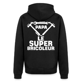 Papa le super bricoleur, idée cadeau humour père - Veste à capuche bio Premium Unisexe - noir - Dos - Nico (187cm)