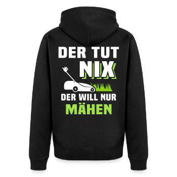 Rasen Mähen Garten - Unisex Premium Bio Zip Hoodie - Schwarz - Hinten - Nico (187cm)
