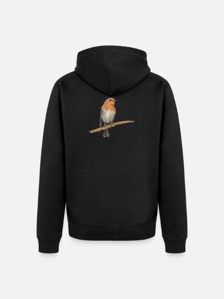 Robin I fuglejeger skogsmotiv for - Premium økologisk unisex-hettejakke - svart