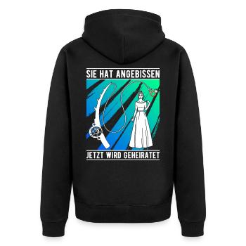 Angler Verlobung Junggesellenabschied Angeln - Unisex Premium Bio Zip Hoodie - Schwarz - Hinten - Nico (187cm)