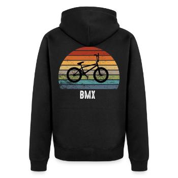 BMX - Unisex Premium Organic Zip Hoodie - black - Back - Nico (187cm)