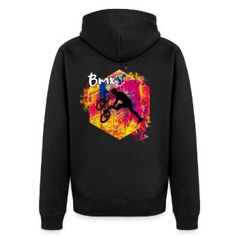 Bmx - Unisex Premium Organic Zip Hoodie - black - Back - Nico (187cm)