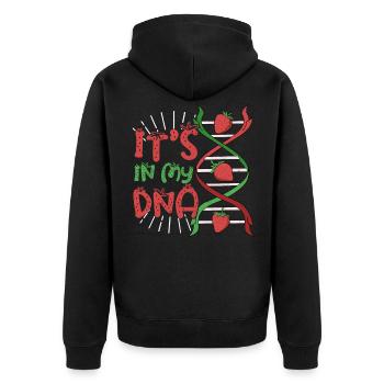 Fraise été ITS DANS MY DNA vegan biologie nerd - Veste à capuche bio Premium Unisexe - noir - Dos - Nico (187cm)
