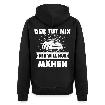 Mähroboter Garten Rasenmäher Roboter - Unisex Premium Bio Zip Hoodie - Schwarz - Hinten - Nico (187cm)