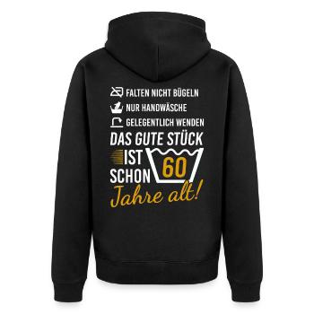 60 Geburtstag Geschenk 60. Geburtstagsgeschenk - Unisex Premium Bio Zip Hoodie - Schwarz - Hinten - Nico (187cm)