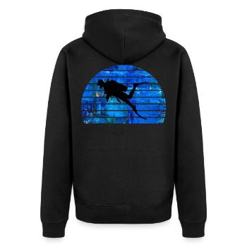 diver - Unisex Premium Organic Zip Hoodie - black - Back - Nico (187cm)