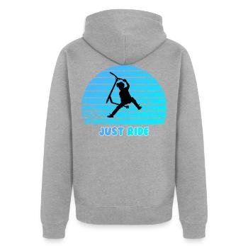 Just ride - Unisex Premium Organic Zip Hoodie - heather grey - Back - Nico (187cm)