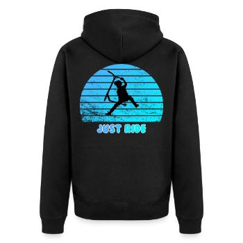 Just ride - Unisex Premium Bio Zip Hoodie - Schwarz - Hinten - Nico (187cm)