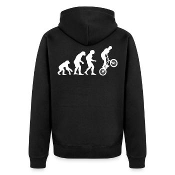 Evolution - BMX - Unisex Premium Bio Zip Hoodie - Schwarz - Hinten - Nico (187cm)