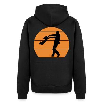 Vater und Tochter - Unisex Premium Bio Zip Hoodie - Schwarz - Hinten - Nico (187cm)