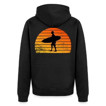 Surfing - Unisex Premium Organic Zip Hoodie - black - Back - Nico (187cm)