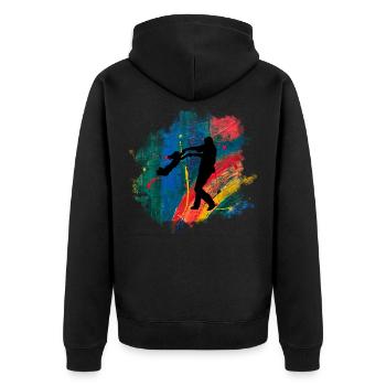 Vater und Tochter - Unisex Premium Bio Zip Hoodie - Schwarz - Hinten - Nico (187cm)