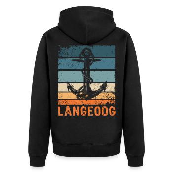 Langeoog Nordseeinsel Anker - Unisex Premium Bio Zip Hoodie - Schwarz - Hinten - Nico (187cm)