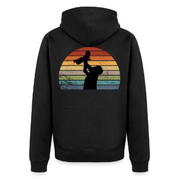 Vater und Tochter - Unisex Premium Bio Zip Hoodie - Schwarz - Hinten - Nico (187cm)