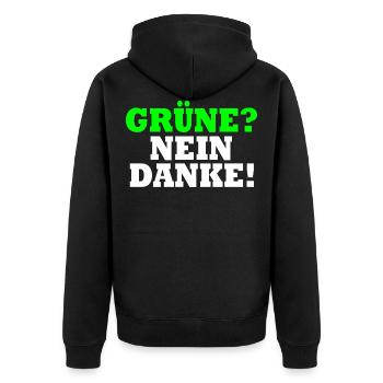 Grüne Nein Danke - Unisex Premium Bio Zip Hoodie - Schwarz - Hinten - Nico (187cm)