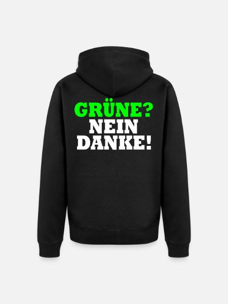 Grüne Nein Danke - Unisex Premium Bio Zip Hoodie - Schwarz