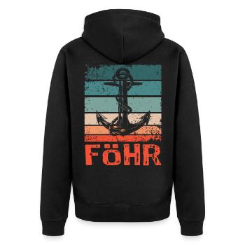 Föhr Motiv Nordsee Vintage Retro - Unisex Premium Bio Zip Hoodie - Schwarz - Hinten - Nico (187cm)