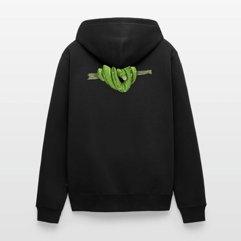 Morelia Viridis I Arbre vert Python Serpent Phyton Veste à capuche bio Premium Unisexe