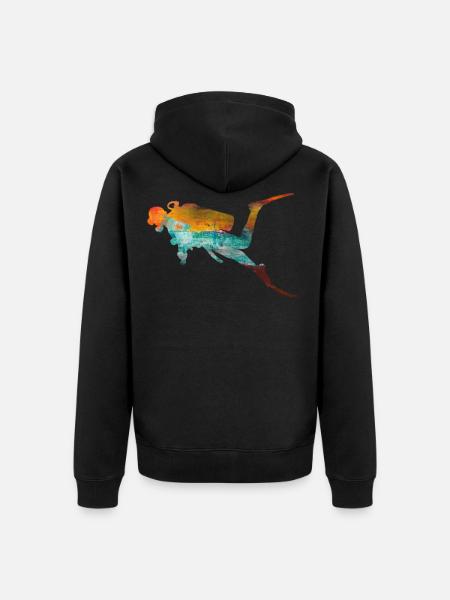 diver - Unisex Premium Organic Zip Hoodie - black