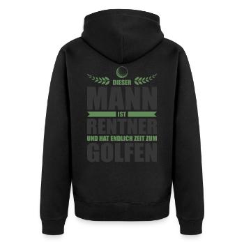 Rentner Rente Golf Golfspieler Pension Ruhestand - Unisex Premium Bio Zip Hoodie - Schwarz - Hinten - Nico (187cm)