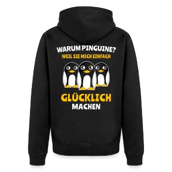 Pinguine Sprüche Pinguin Motiv - Unisex Premium Bio Zip Hoodie - Schwarz - Hinten - Nico (187cm)