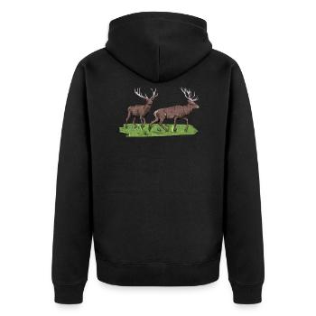 Red Deer I Deer Red Deer Antlers Hunting Motif for - Unisex Premium Organic Zip Hoodie - black - Back - Nico (187cm)